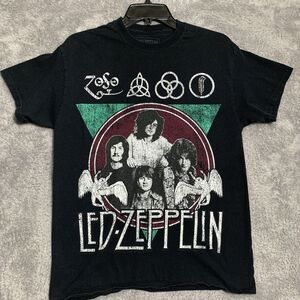 Led Zeppelin Graphic T-Shirt Mens S/M Black Band Photo Symbols Rock Tee